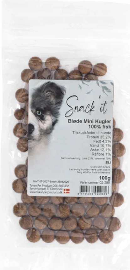 Snack'it Bløde Mini Kugler, singleprotein | 100g