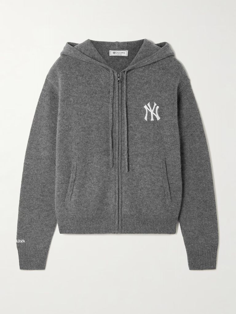 + '47 and new york yankees embroidered cashmere and wool-blend hoodie