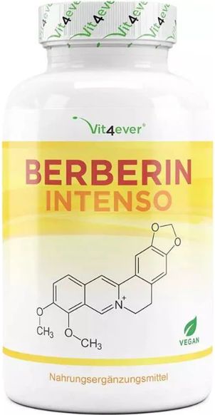 berberinekstrakt hcl intenso, 516 mg (500 mg hcl), 120 kapsler, vit4ever