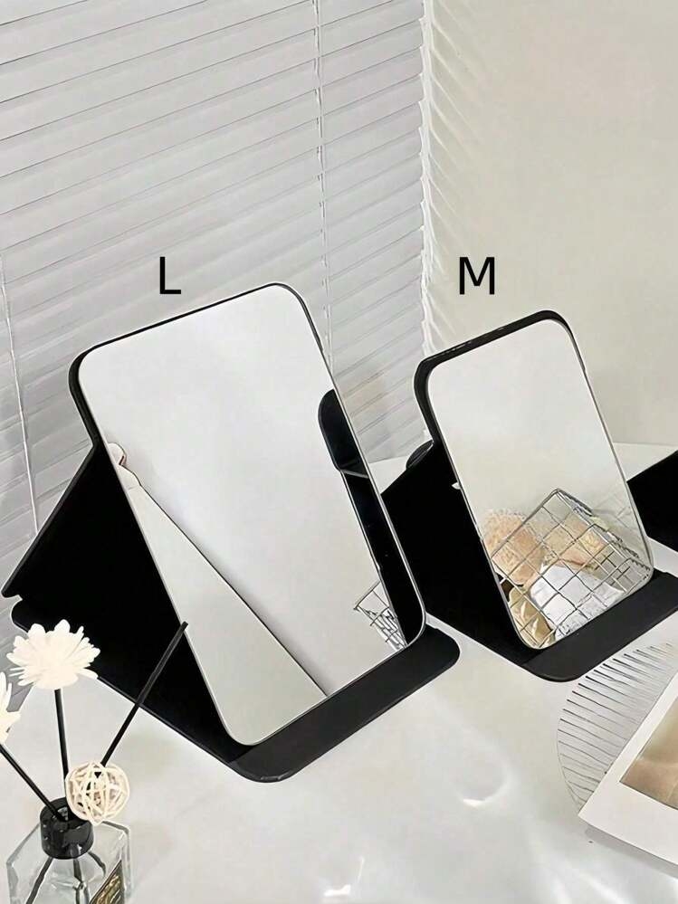 Shein 1 Piece Simple Bathroom & Bedroom Makeup Mirror, College Student Desk Portable Mirror, Adjustable Tabletop Vanity Mirror for Office, Handheld Cosmetic Mirror, Home Decor, Bathroom Accessories, Summer Makeup Organizer Bordsspegel 10.8x16cm