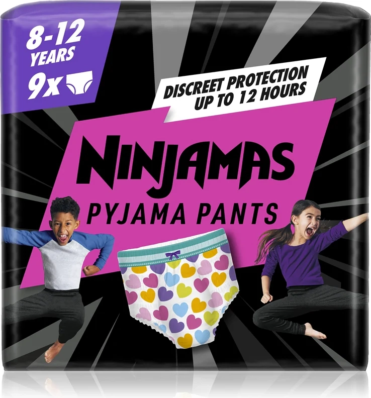 Pampers Ninjamas Pyjamasbukser Natbukser 27-43 kg Hjerter 9 stk