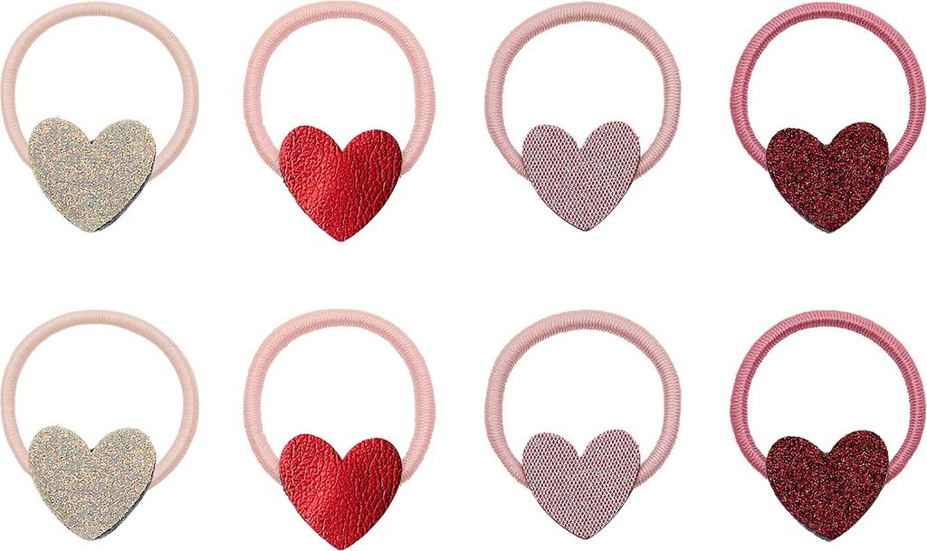 8pk hårelastikker - Mini Heart Valentines, Mimi & Lula