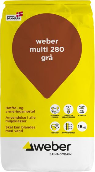 weber multi 280 hæftemørtel grå 18 kg