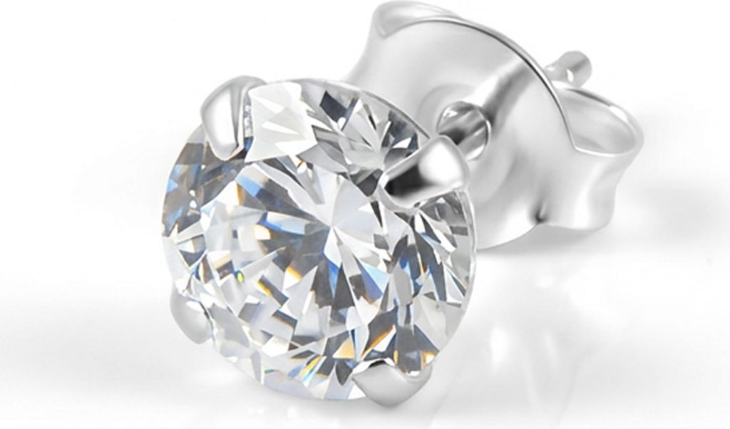 lucid | 925 sterlingsølv rund zirkonia ørering - 6 mm