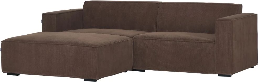 balu sofa - brun fløjl m. puf - 240 cm