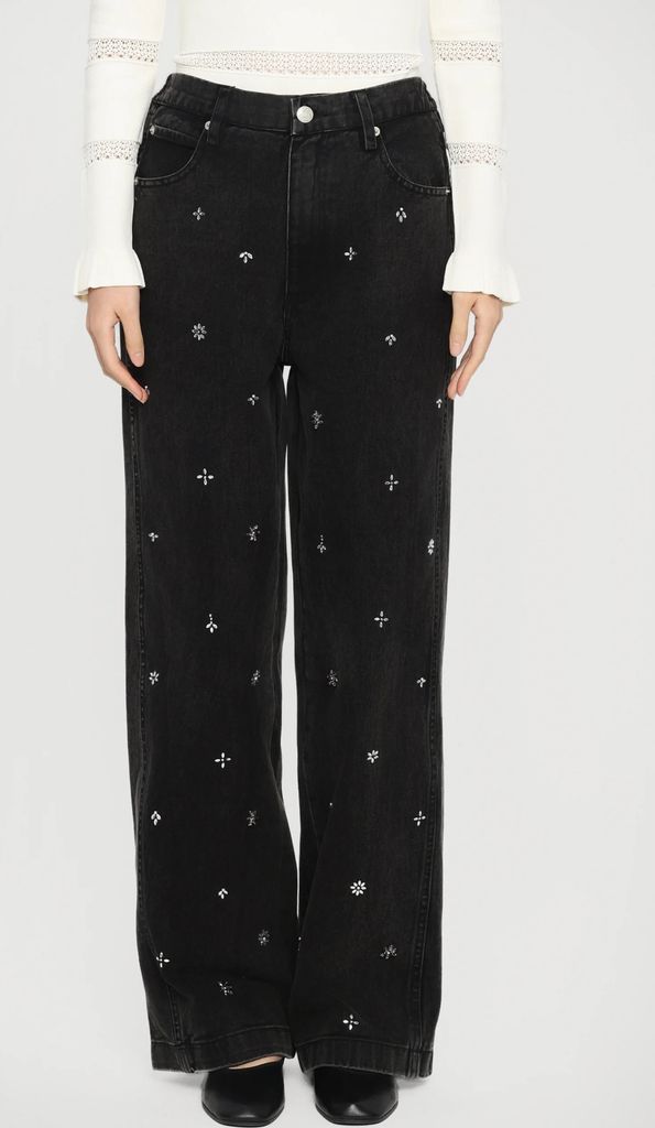 bala beaded - wide leg - black