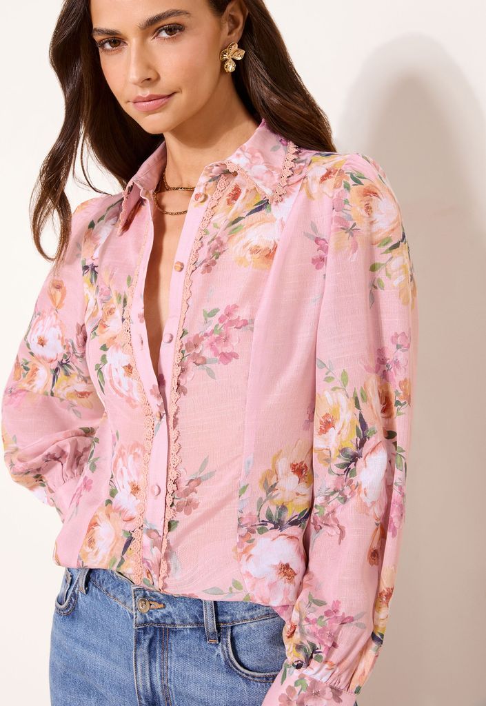 Lipsy Lipsy Fitted Blondekantet Skjorte