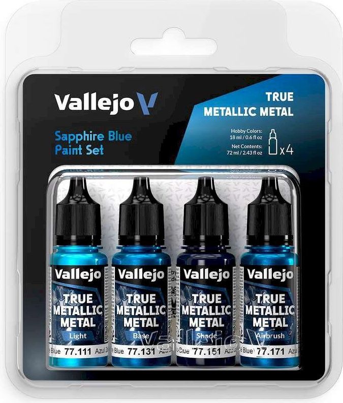 Vallejo True Metallisk Metal Akrylmodelmaling - 4x18ml, Sterling Silver