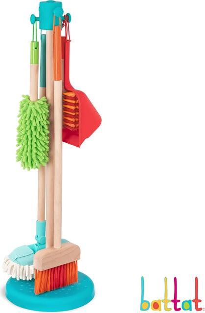 Battat Kids Cleaning Set Cleaning Toys for Toddlers, Children Pretend Play Kit Broom, Mop, Brush, Dustpan, Duster 2 Years Sweep n' Clean