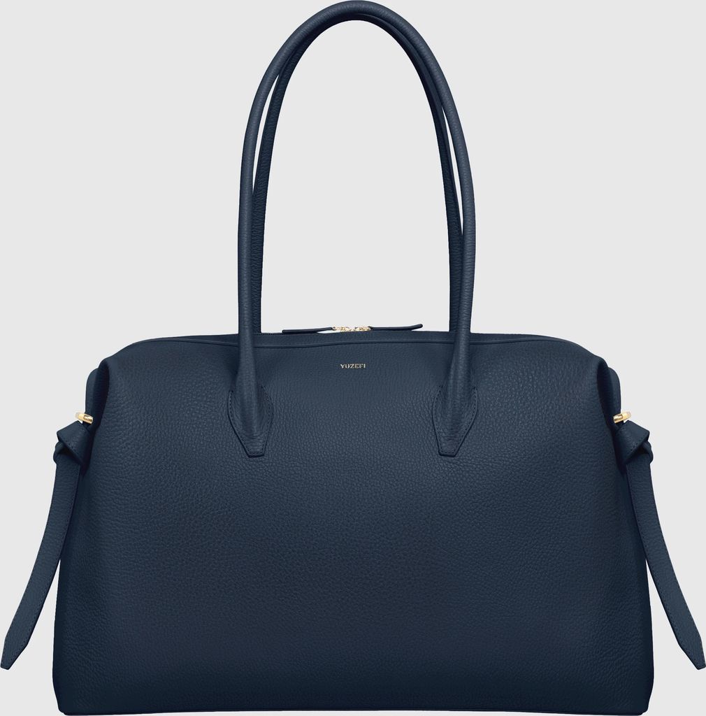 large brioche duffle - midnight pebble grained leather