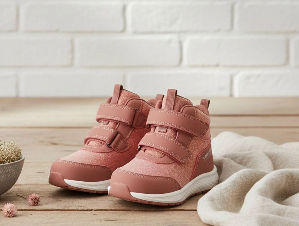 viking bouncy glitter mid wp overgangssko pink