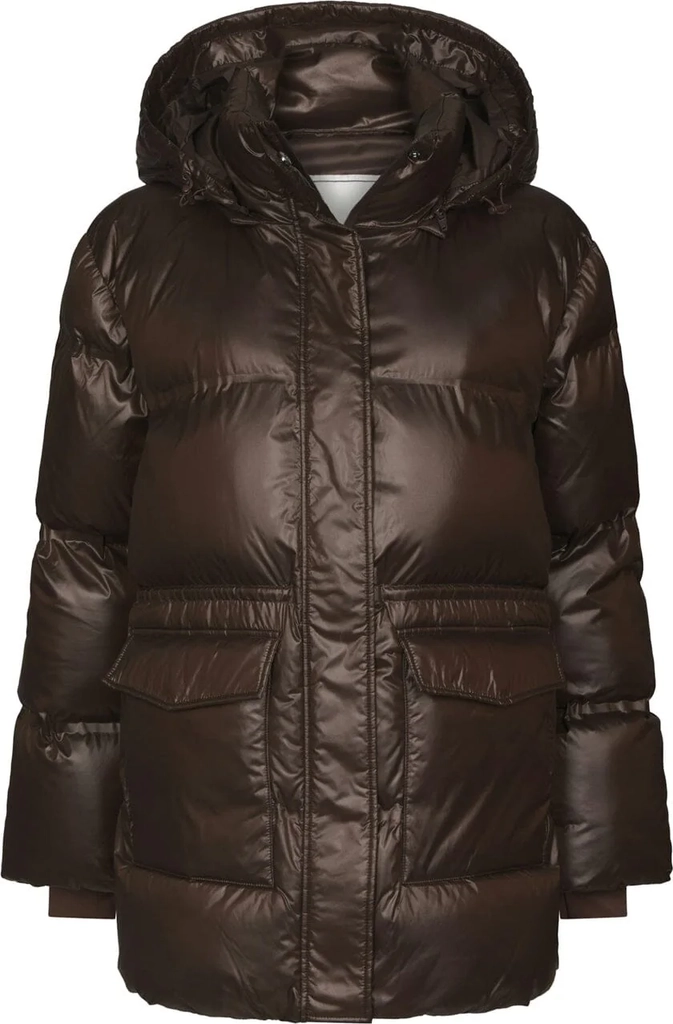 neo noir jakke - clotilde shiny puffer - chocolate brown