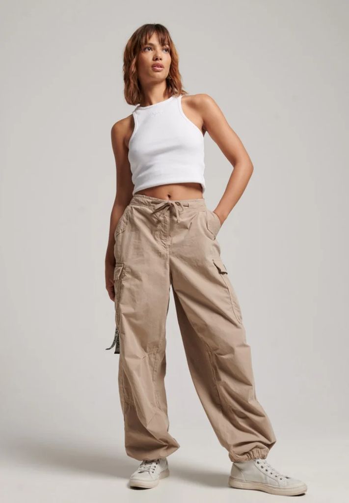 baggy parachute - cargobukser - stone wash taupe brown