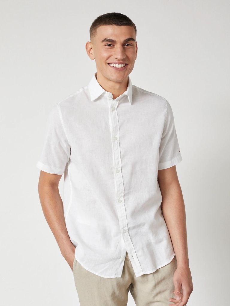 asger linen shirt ss - white