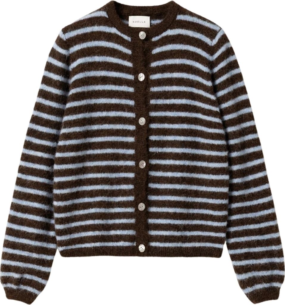 Noella N-Mertice Knit Cardigan Brown Blue Stripe - Brun