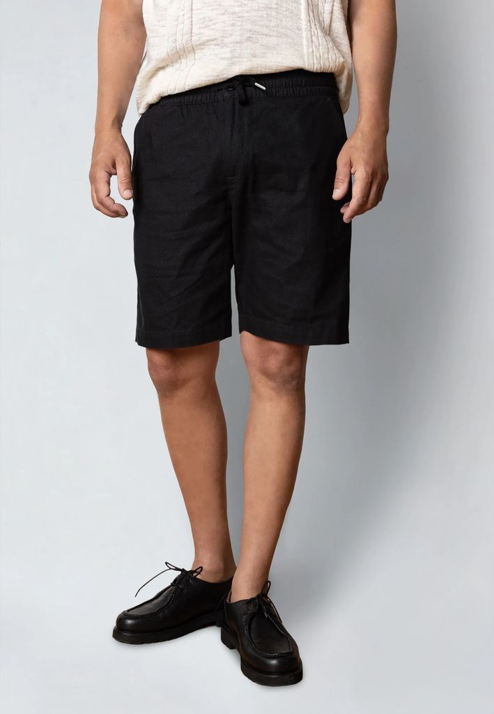 LUCA COTTON/LINEN SHORTS - Black