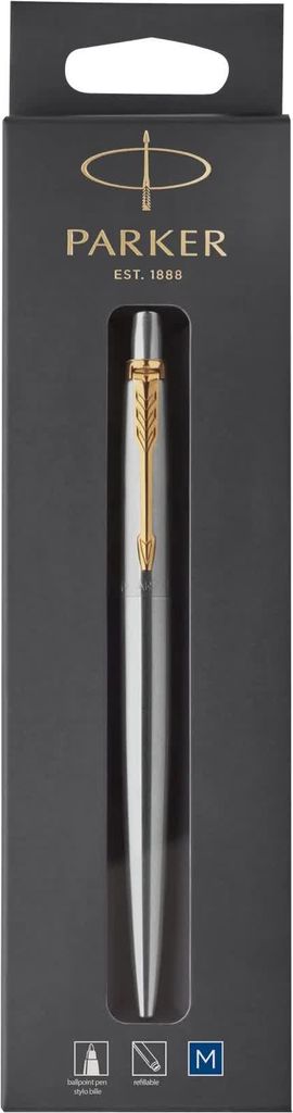 Parker Jotter kulspetspenna | Rostfritt stål med gulddetaljer | Medium spets