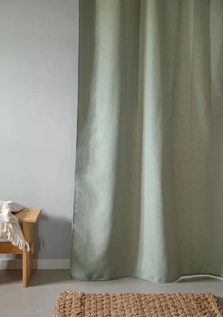 MOUD Home -  WAFFLE Badeforhæng i army grøn - 180x220 cm