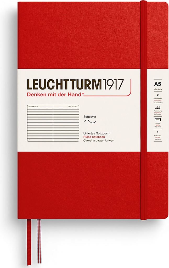 Adlibris Leuchtturm 1917 Ruled Notebook A5 Cherry Softcover