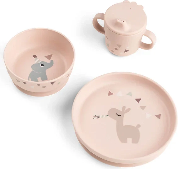 Foodie dinner set w/suction - Celebration - Powder
