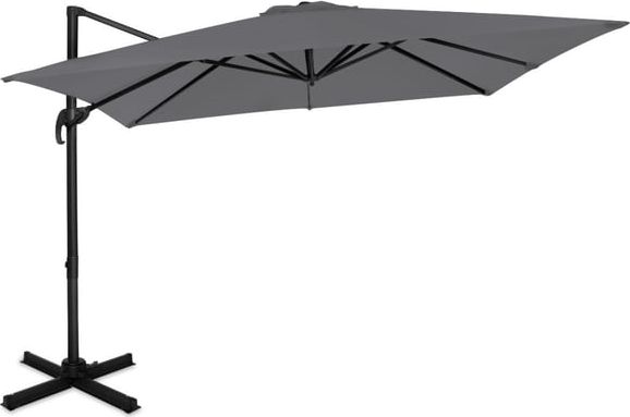 VONROC Premium Hængeparasol Pisogne 300x300cm | Aluminium | 360° | Inkl krydsfod og overtræk - vierkantet | Grå
