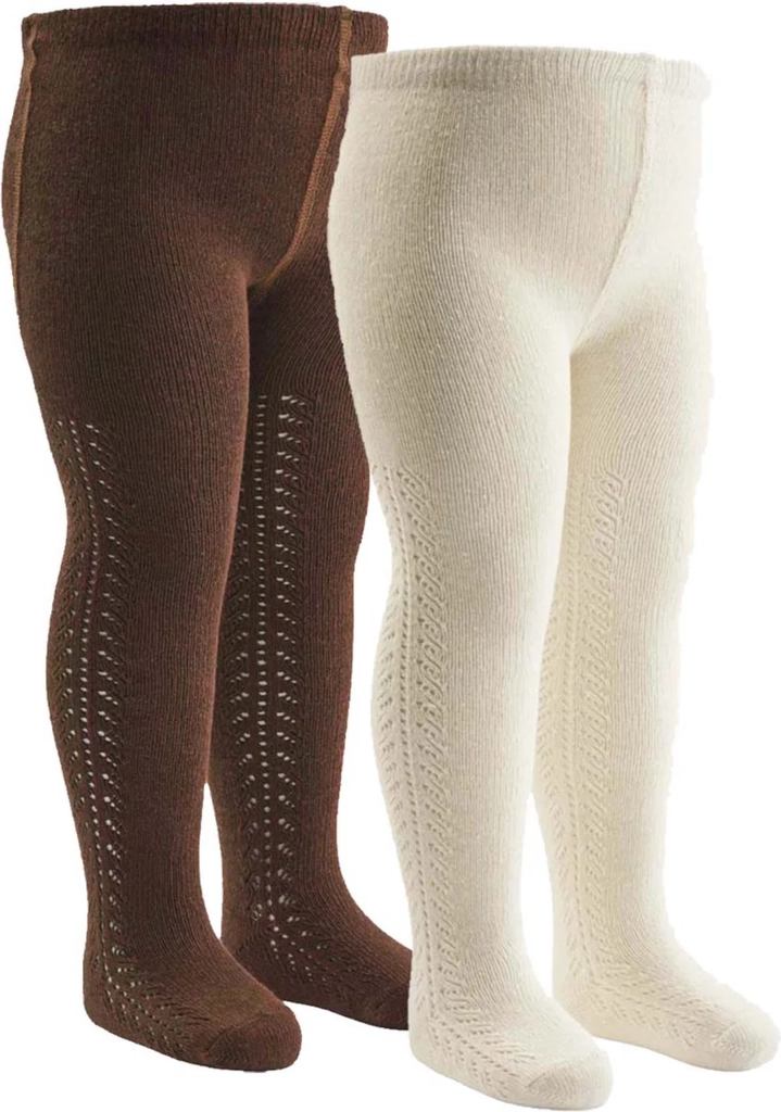 Strumpbyxor med Hålmönster 2-pack - Bark/ Balsam Cream - 56/62