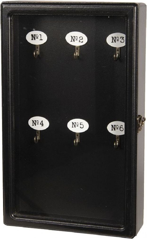 Clayre & Eef Nøgleskab Træ H38cm Sort
