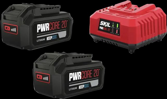skil batteri 2x4,0 ah + lader 20v