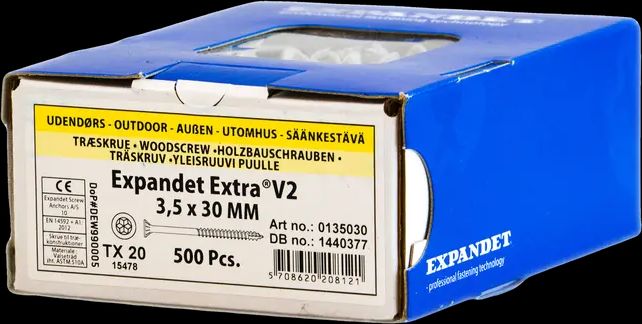 expandet spånskrue 3.5 x 30 mm tx20 500 stk.