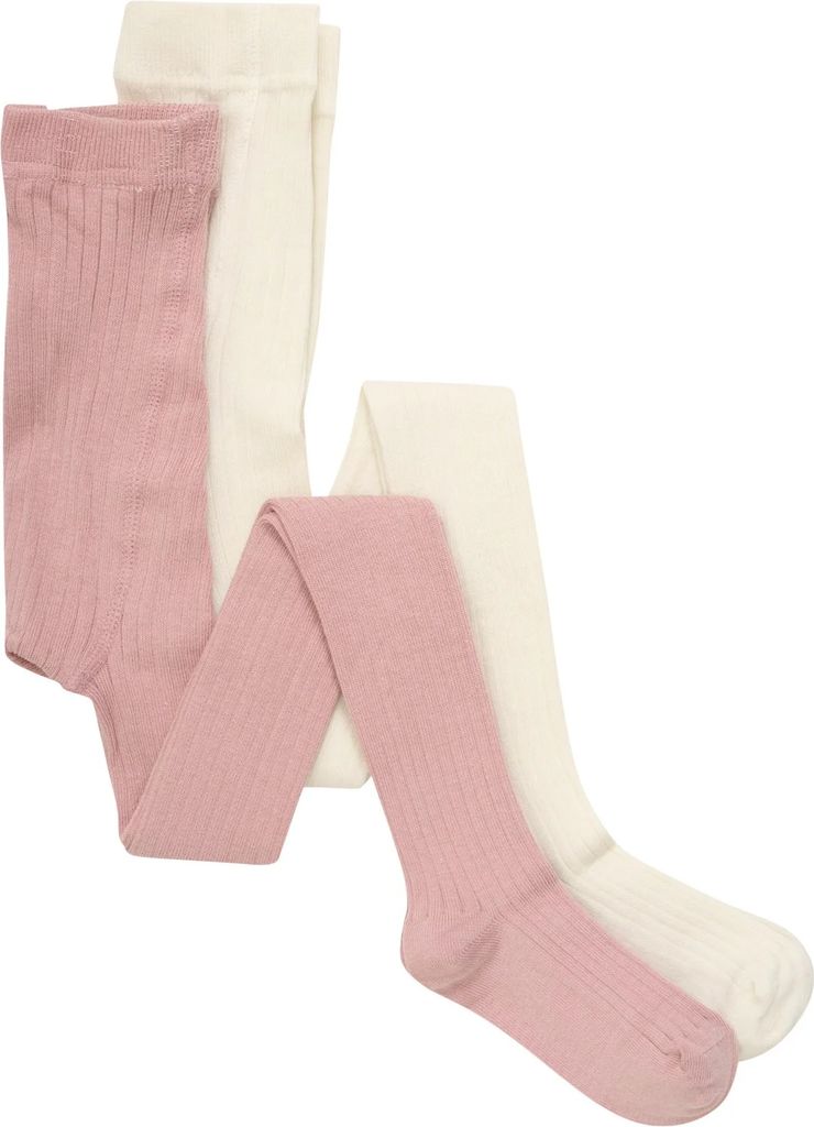 minymo ash rose strømpebukser solid rib 2-pak