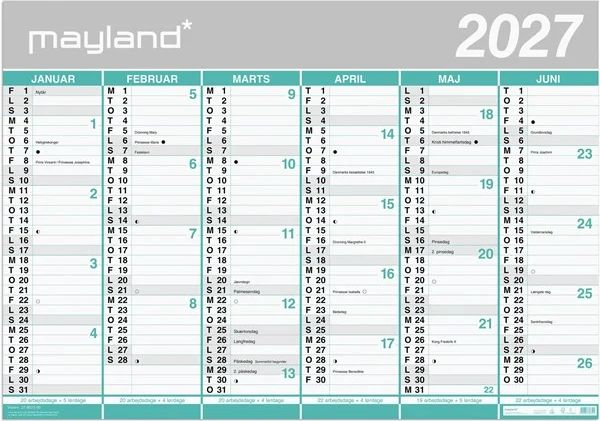 Studie Kæmpekalender 2x6 mdr. papir rør 2026/2027