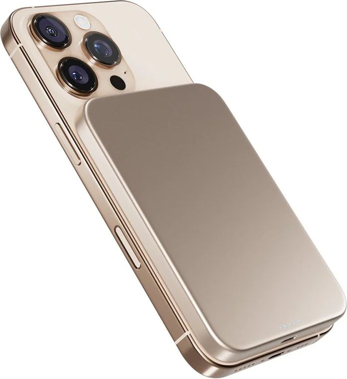 Epico 15W UltraPack EM51 5000 mAh Slim Alu Mag+ Power Bank - m. USB-C - Qi2 / MagSafe Kompatibel - Desert Titanium