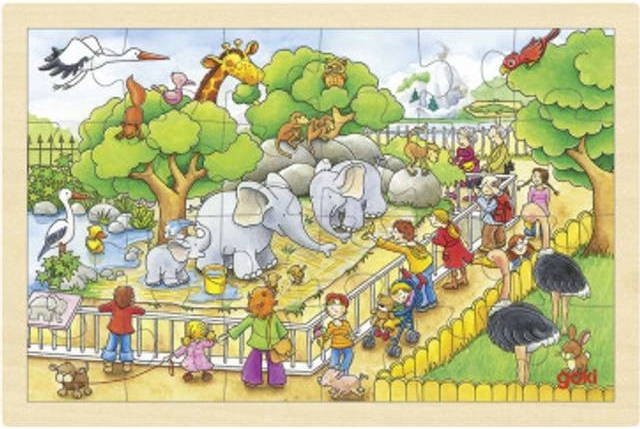 Goki Jigsaw puzzle 24 pcs - Visit at the Zoo Trä