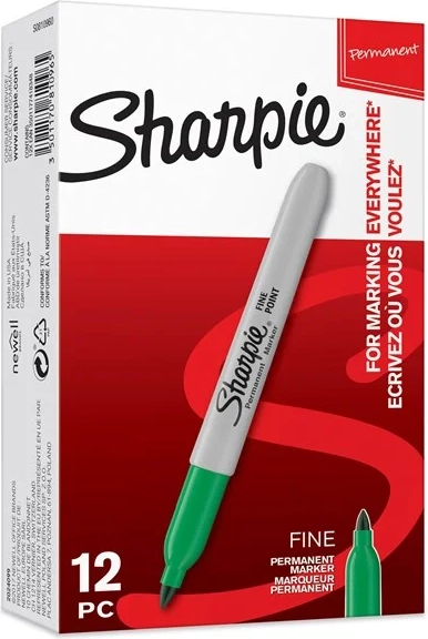 Sharpie permanenta märkpennor | Fin spets | Röd | 12 stycken