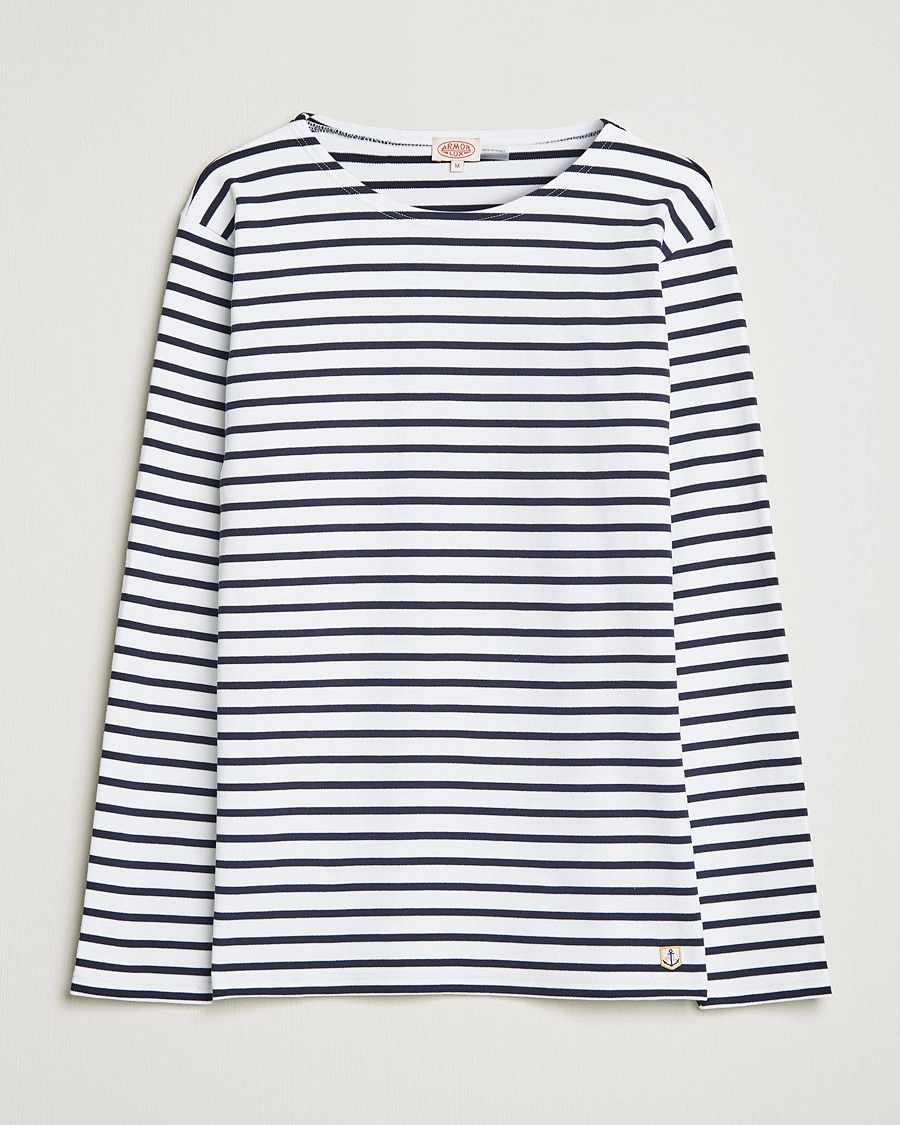 Armor-Lux Houat Héritage Stripe Longsleeve T-shirt - White/Navy