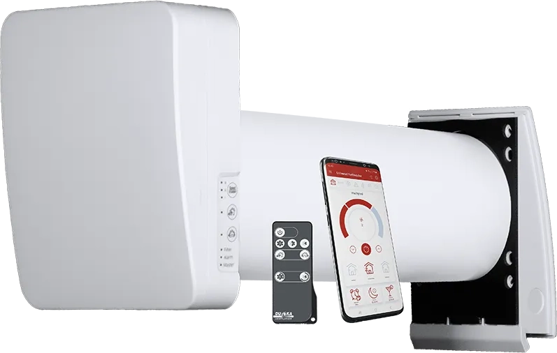 Duka One S6 ventilator med varmegenvinding, Ø160 mm, wi-fi, hvid