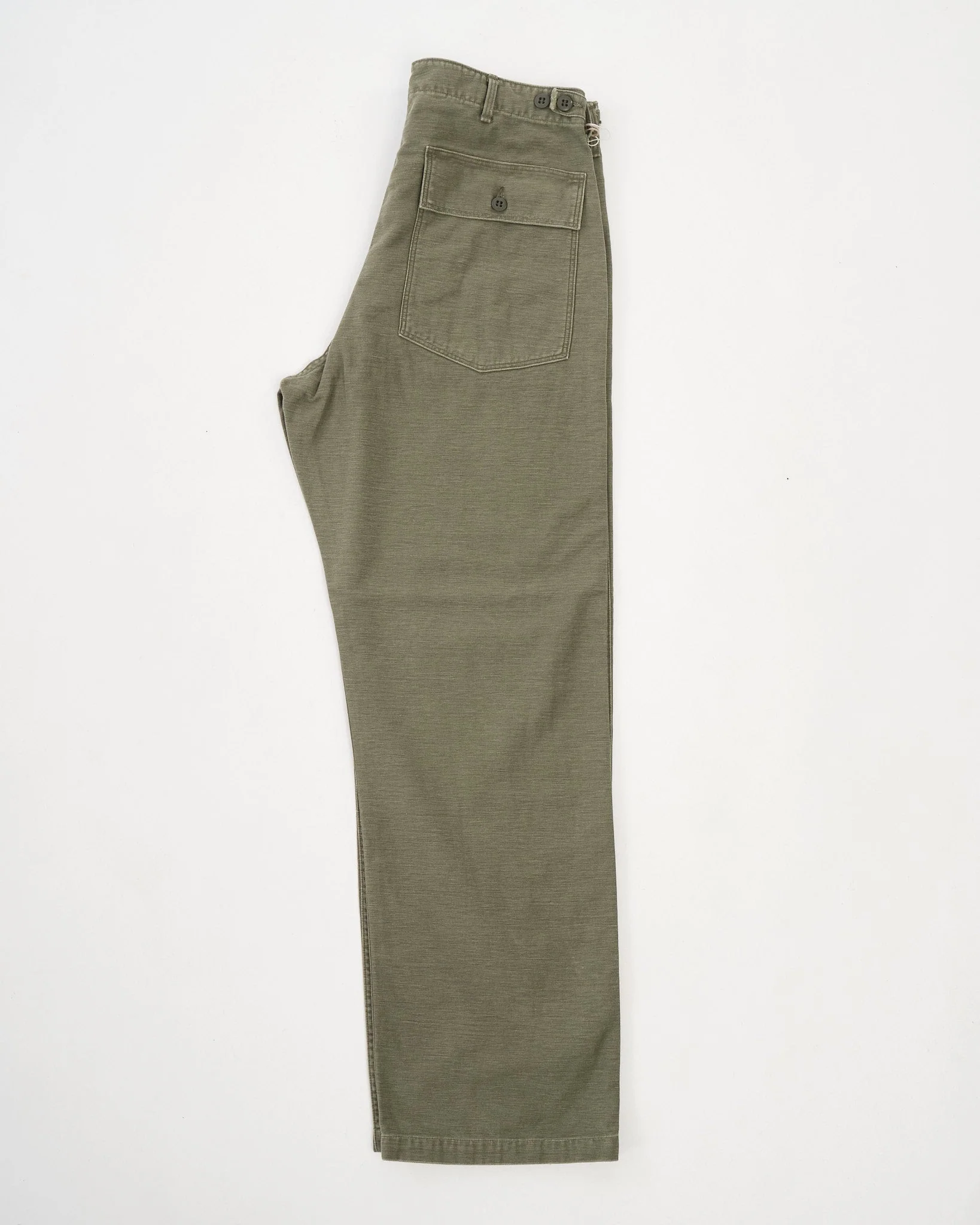 real used wash vintage fit fatigue pants dark olive stone