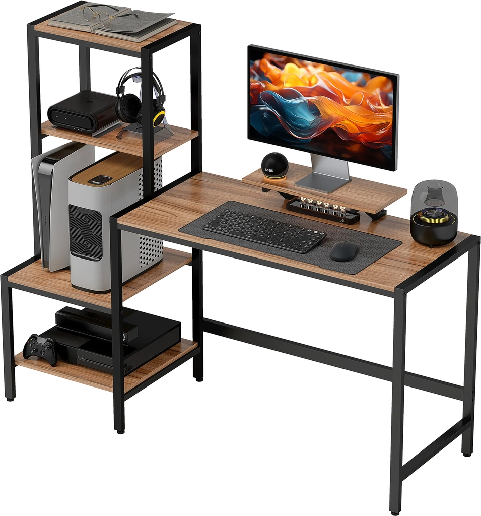Homcom Computertisch Mit Monitorständer Braun Schreibtisch