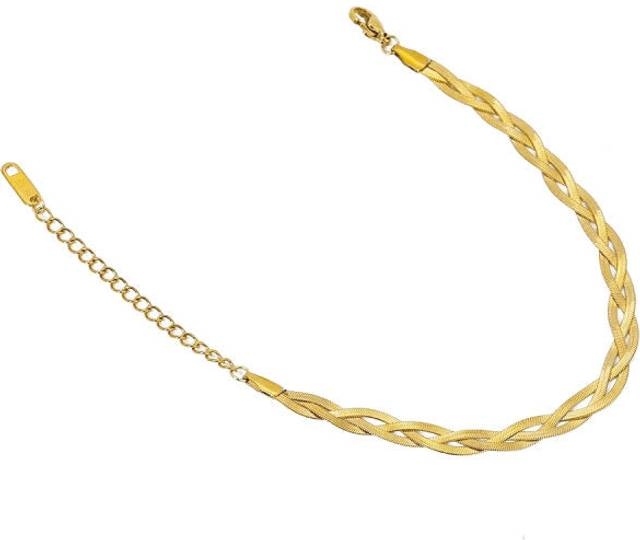 braided armbånd - forgyldt stål