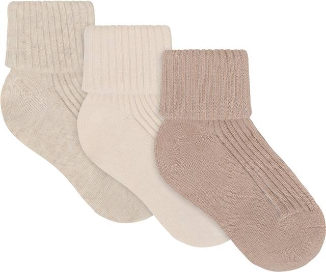 Minymo Birch Baby 2X2 Rib Strømpe 3-Pak Str. 15-18
