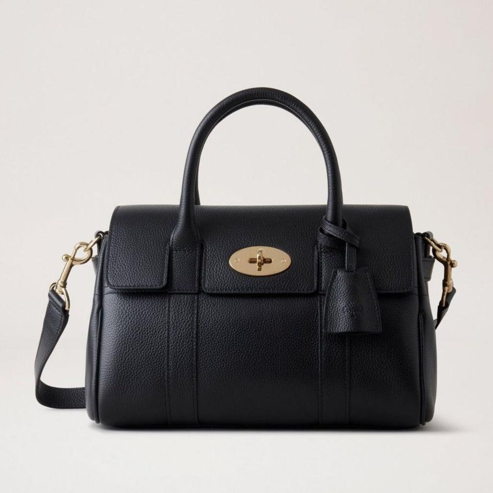mulberry bayswater satchel black small classic grain