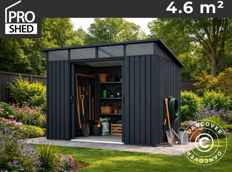 redskapsbod med takfönster, 2,38x1,93x2,02m, 4,59m2, proshed®, antracit