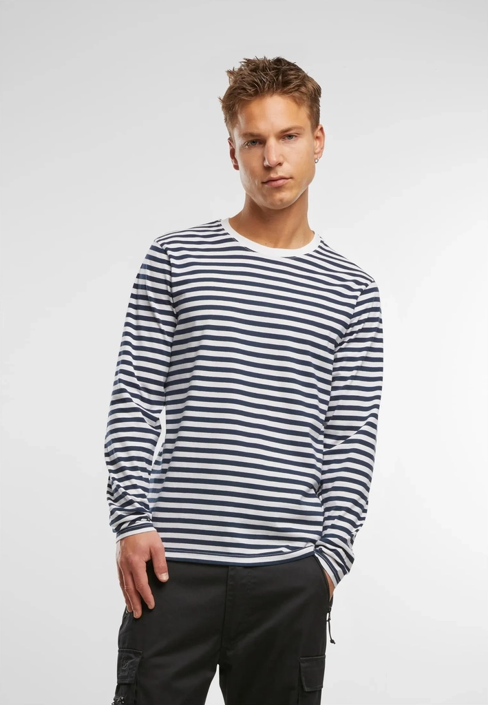 Brandit B Jerseyshirt Stripe Longsleeve Navy L Navy / S Långärmad tröja