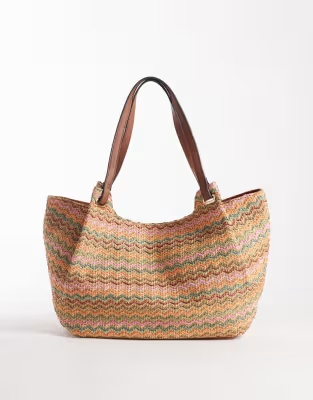 Accessorize Stripe Raffia Shoulder Bag - Multi