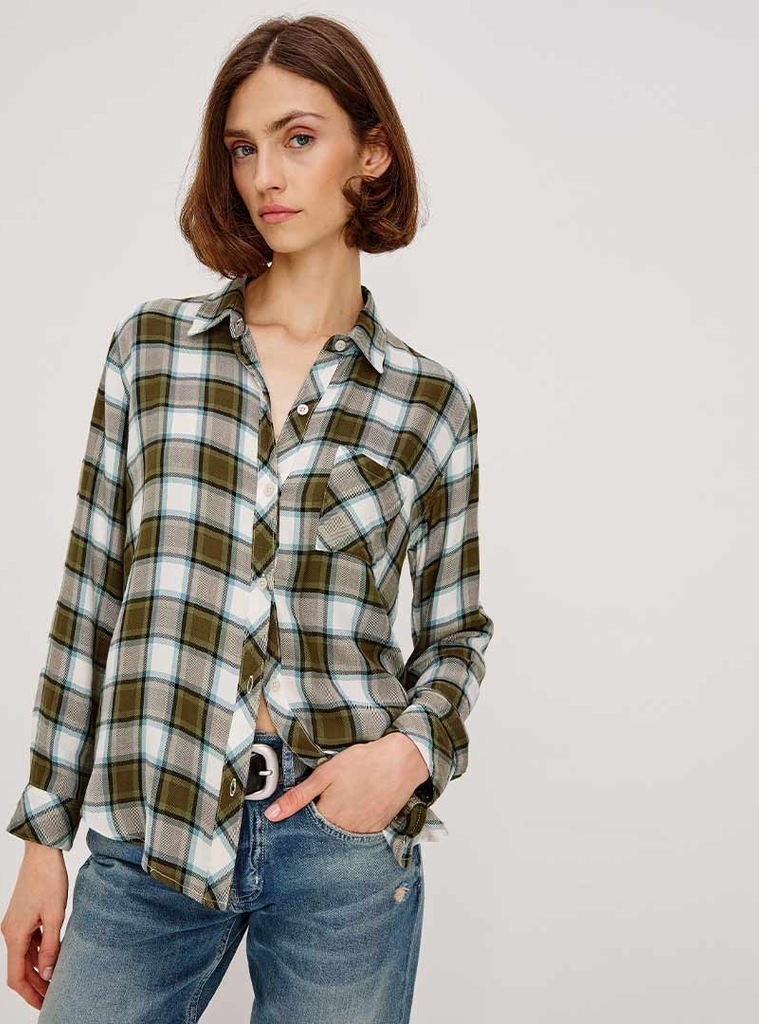 rails hunter skjorte - olive stone blue