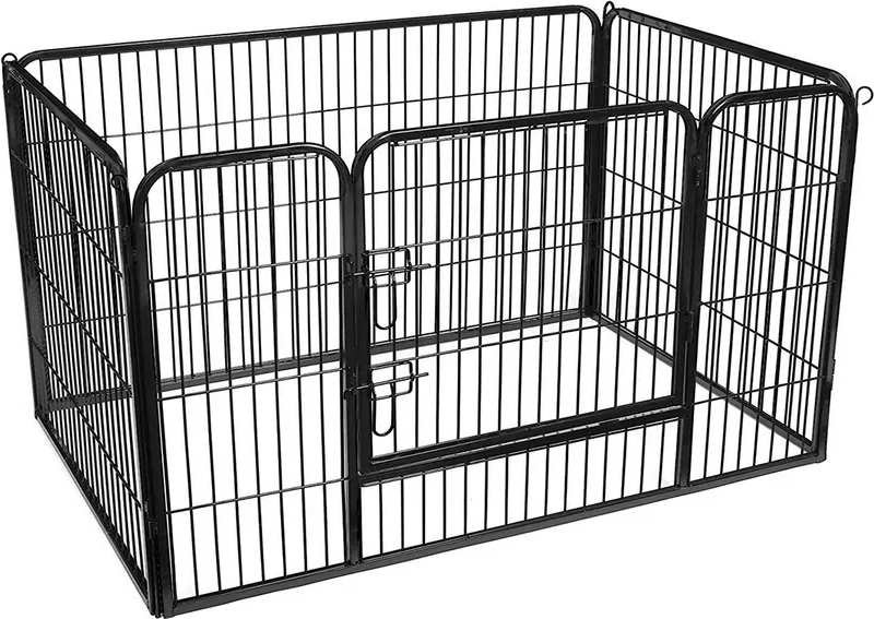 Hvalpe løbegård i metal - sort, 122 × 80 × 70 cm (PPK04BK)