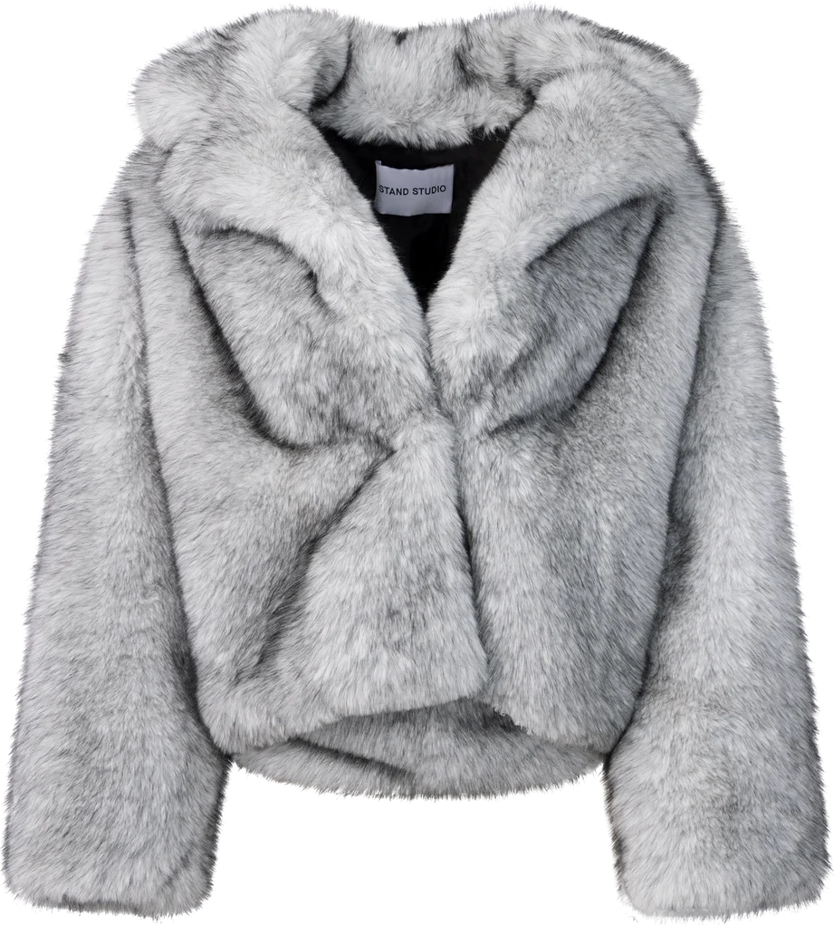 stand studio - india jacket - fake fur - white/black - 4