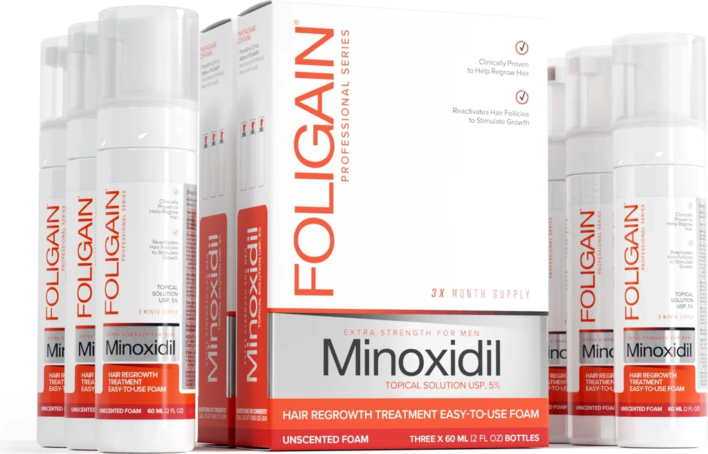 foligain minoxidil 5% hårgenvækstskum til mænd 6 måneders forsyning