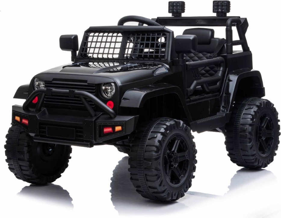 el børne black suv m/2.4g + gummihjul + lædersæde + lithium