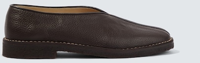 LEMAIRE Piped Leather Slip-On Shoes - Brown